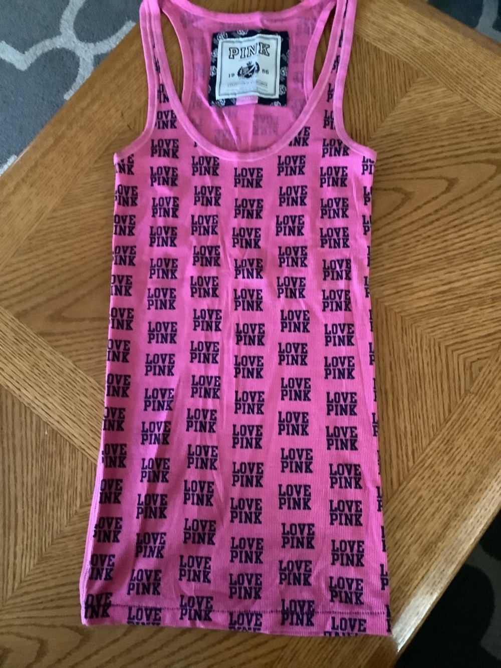 PINK Victoria's Secret Hot Pink 'LOVE PINK' Logo Tank Top